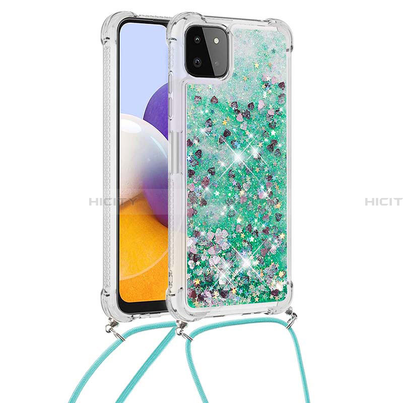 Custodia Silicone Cover Morbida Bling-Bling con Cinghia Cordino Mano S03 per Samsung Galaxy A22 5G