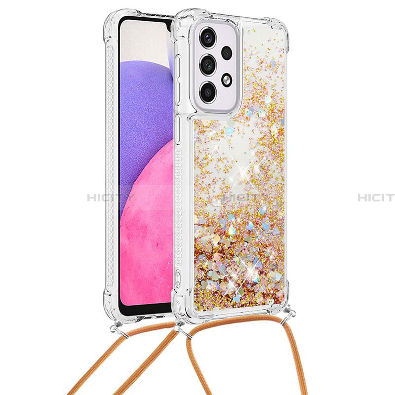 Custodia Silicone Cover Morbida Bling-Bling con Cinghia Cordino Mano S03 per Samsung Galaxy A33 5G