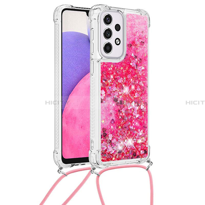 Custodia Silicone Cover Morbida Bling-Bling con Cinghia Cordino Mano S03 per Samsung Galaxy A33 5G