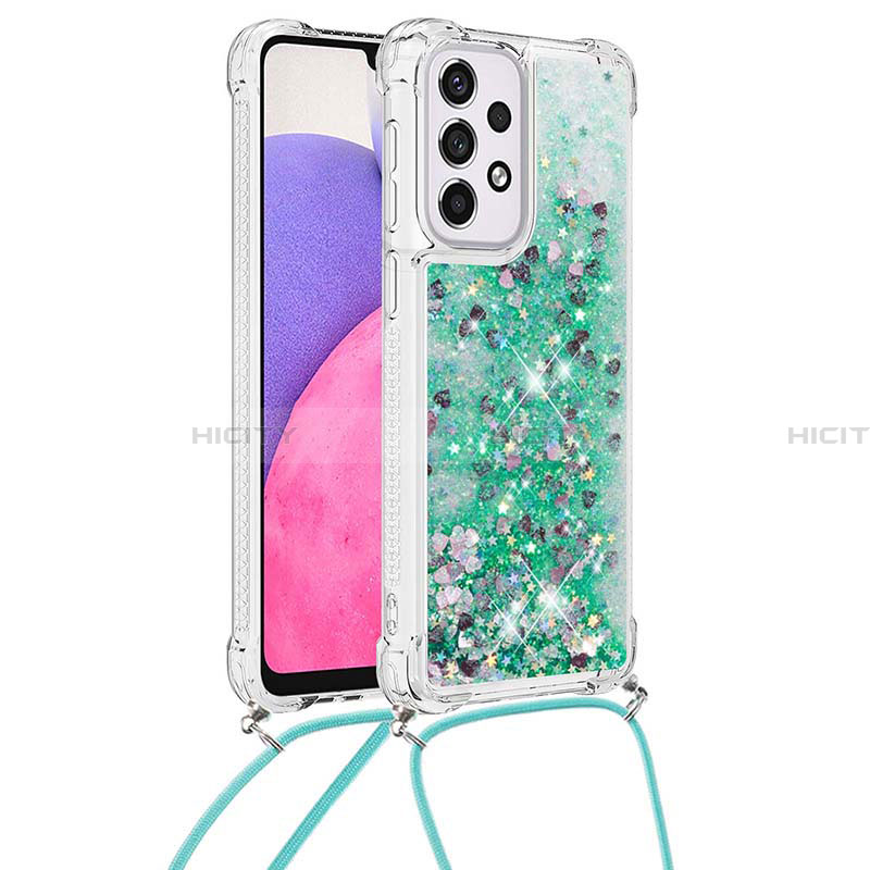 Custodia Silicone Cover Morbida Bling-Bling con Cinghia Cordino Mano S03 per Samsung Galaxy A33 5G