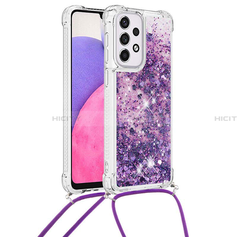 Custodia Silicone Cover Morbida Bling-Bling con Cinghia Cordino Mano S03 per Samsung Galaxy A33 5G