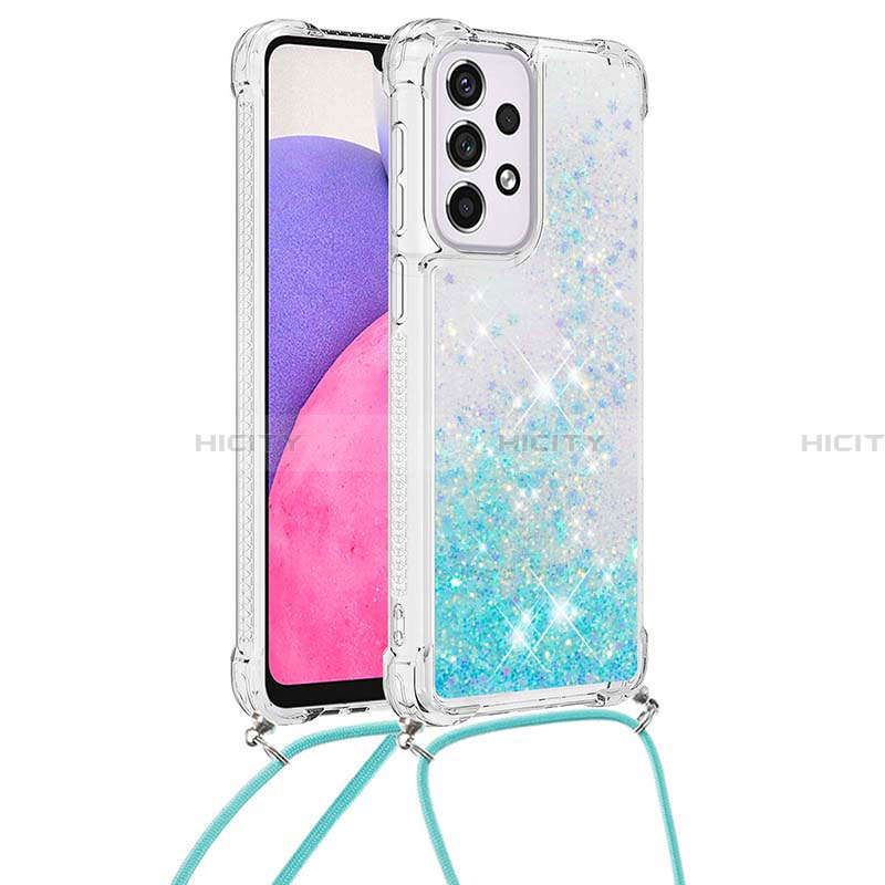 Custodia Silicone Cover Morbida Bling-Bling con Cinghia Cordino Mano S03 per Samsung Galaxy A33 5G