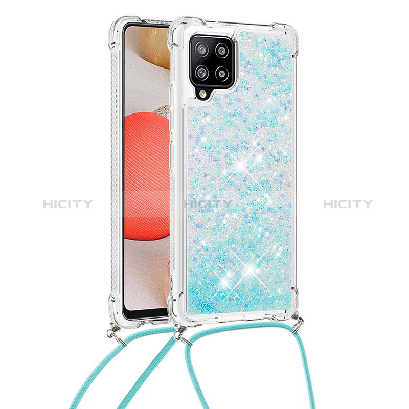 Custodia Silicone Cover Morbida Bling-Bling con Cinghia Cordino Mano S03 per Samsung Galaxy A42 5G