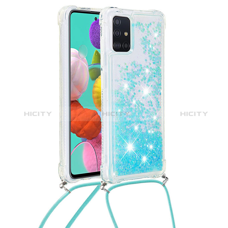 Custodia Silicone Cover Morbida Bling-Bling con Cinghia Cordino Mano S03 per Samsung Galaxy A51 4G