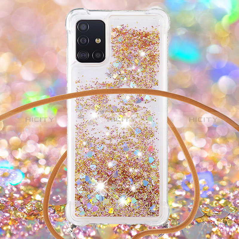 Custodia Silicone Cover Morbida Bling-Bling con Cinghia Cordino Mano S03 per Samsung Galaxy A51 5G