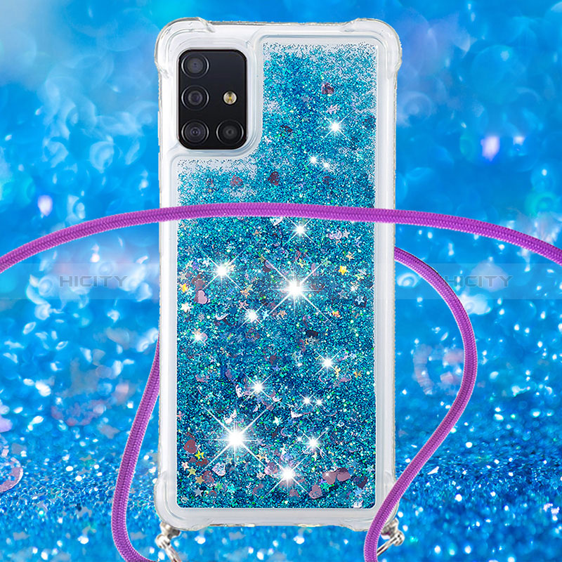 Custodia Silicone Cover Morbida Bling-Bling con Cinghia Cordino Mano S03 per Samsung Galaxy A51 5G