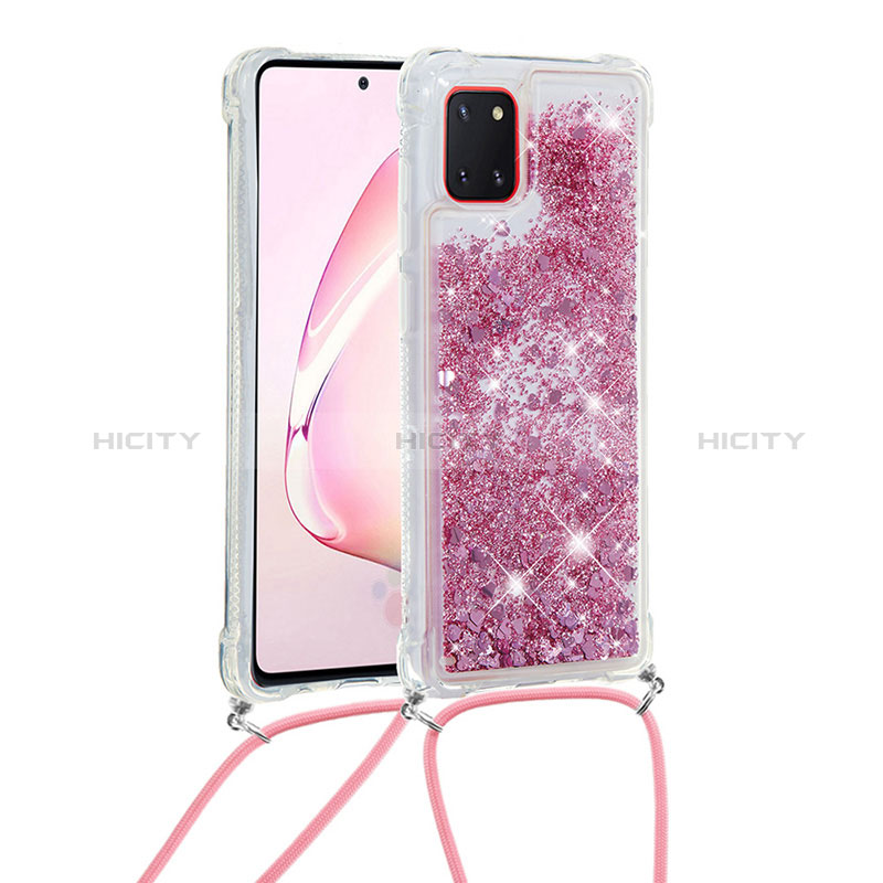 Custodia Silicone Cover Morbida Bling-Bling con Cinghia Cordino Mano S03 per Samsung Galaxy Note 10 Lite