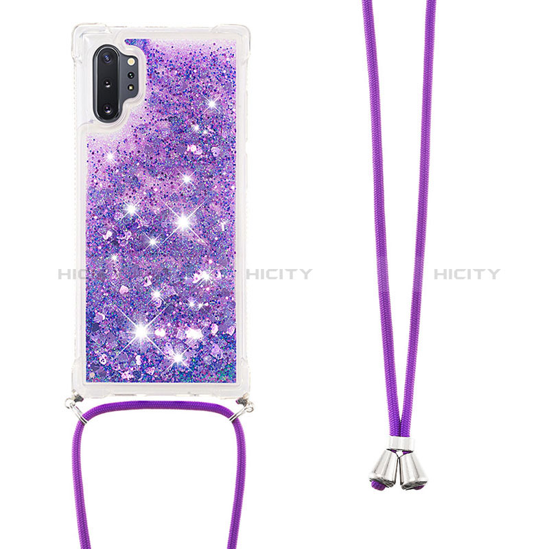 Custodia Silicone Cover Morbida Bling-Bling con Cinghia Cordino Mano S03 per Samsung Galaxy Note 10 Plus 5G