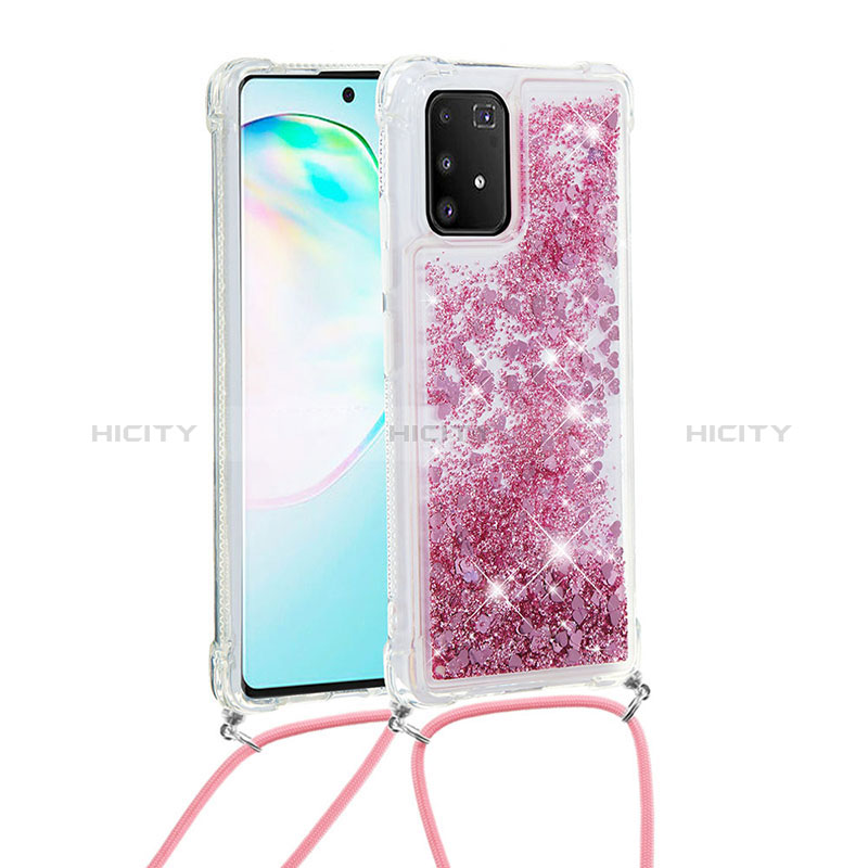 Custodia Silicone Cover Morbida Bling-Bling con Cinghia Cordino Mano S03 per Samsung Galaxy S10 Lite