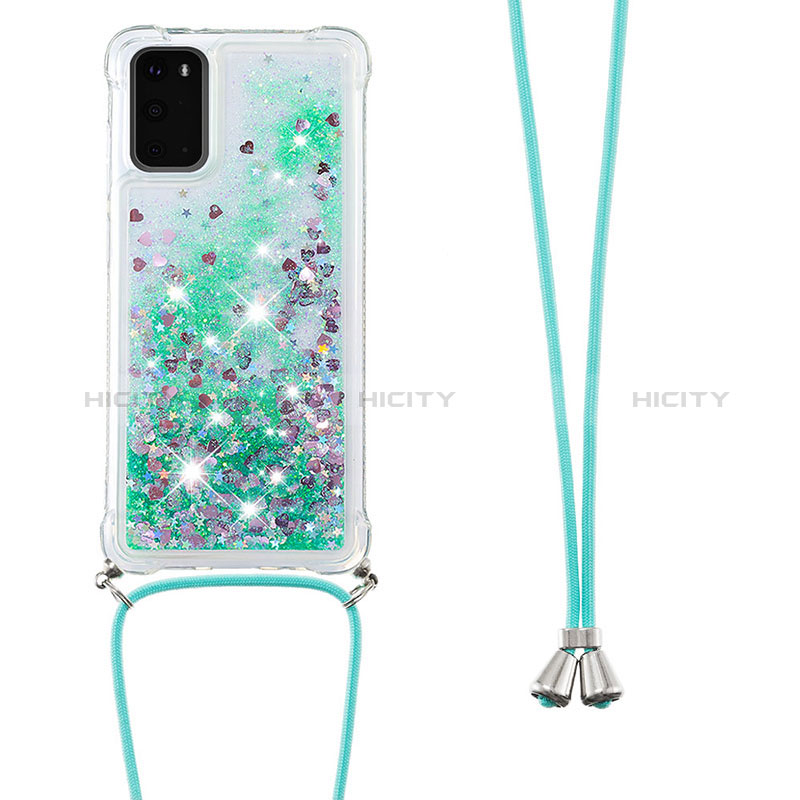 Custodia Silicone Cover Morbida Bling-Bling con Cinghia Cordino Mano S03 per Samsung Galaxy S20