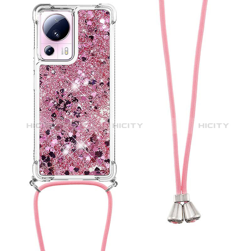 Custodia Silicone Cover Morbida Bling-Bling con Cinghia Cordino Mano S03 per Xiaomi Civi 2 5G