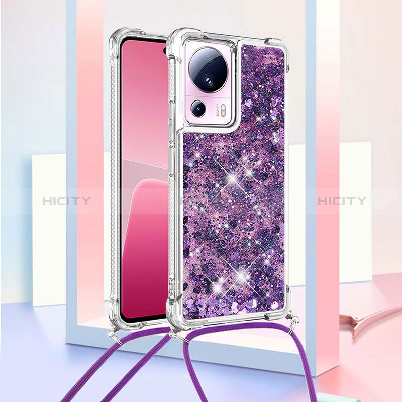 Custodia Silicone Cover Morbida Bling-Bling con Cinghia Cordino Mano S03 per Xiaomi Civi 2 5G