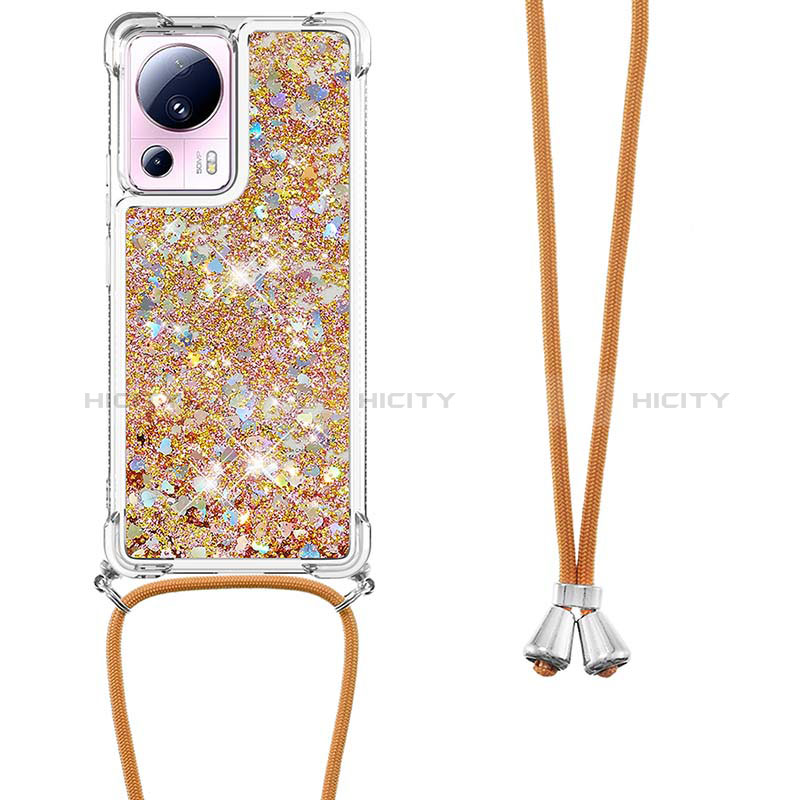 Custodia Silicone Cover Morbida Bling-Bling con Cinghia Cordino Mano S03 per Xiaomi Civi 2 5G