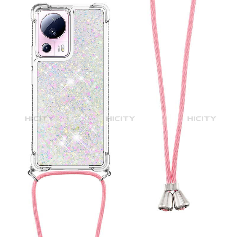 Custodia Silicone Cover Morbida Bling-Bling con Cinghia Cordino Mano S03 per Xiaomi Civi 2 5G