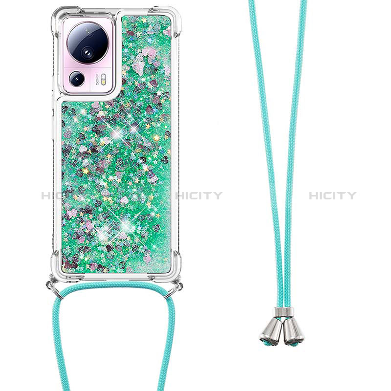 Custodia Silicone Cover Morbida Bling-Bling con Cinghia Cordino Mano S03 per Xiaomi Civi 2 5G Verde