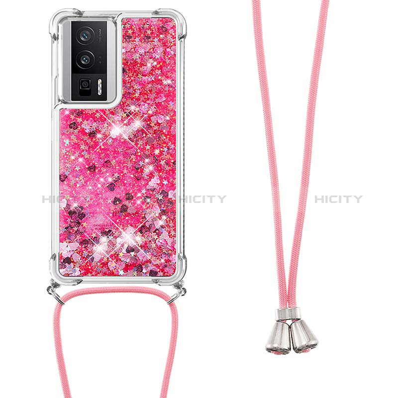 Custodia Silicone Cover Morbida Bling-Bling con Cinghia Cordino Mano S03 per Xiaomi Poco F5 Pro 5G