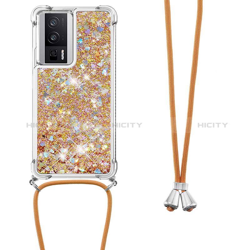 Custodia Silicone Cover Morbida Bling-Bling con Cinghia Cordino Mano S03 per Xiaomi Redmi K60 5G