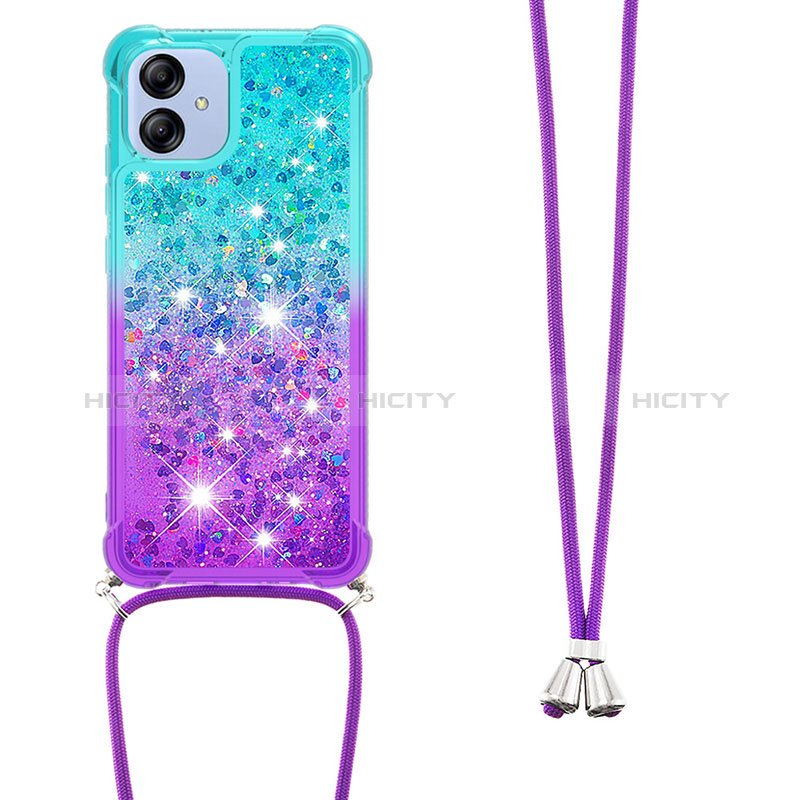 Custodia Silicone Cover Morbida Bling-Bling con Cinghia Cordino Mano YB1 per Samsung Galaxy A04 4G