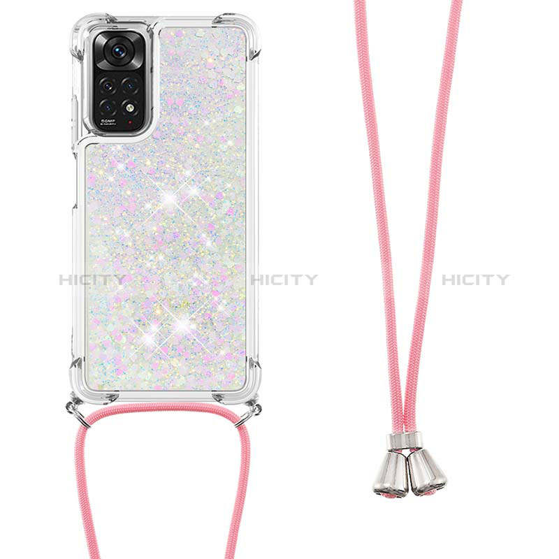 Custodia Silicone Cover Morbida Bling-Bling con Cinghia Cordino Mano YB1 per Xiaomi Redmi Note 11 4G (2022)