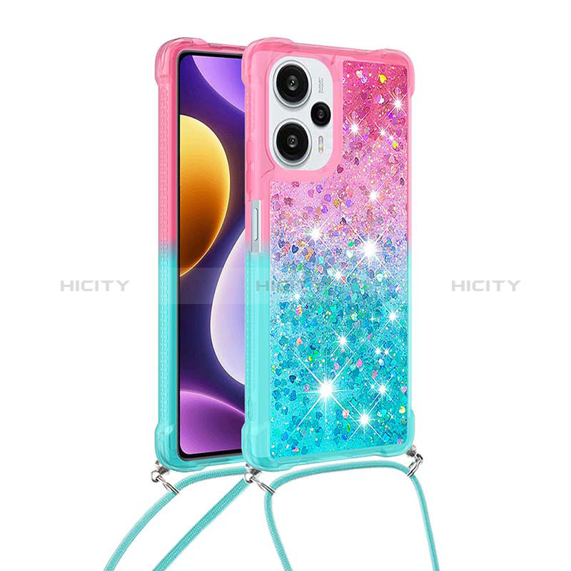 Custodia Silicone Cover Morbida Bling-Bling con Cinghia Cordino Mano YB1 per Xiaomi Redmi Note 12 Turbo 5G