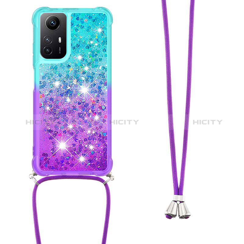 Custodia Silicone Cover Morbida Bling-Bling con Cinghia Cordino Mano YB1 per Xiaomi Redmi Note 12S