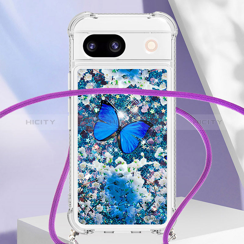 Custodia Silicone Cover Morbida Bling-Bling con Cinghia Cordino Mano YB2 per Google Pixel 8a 5G