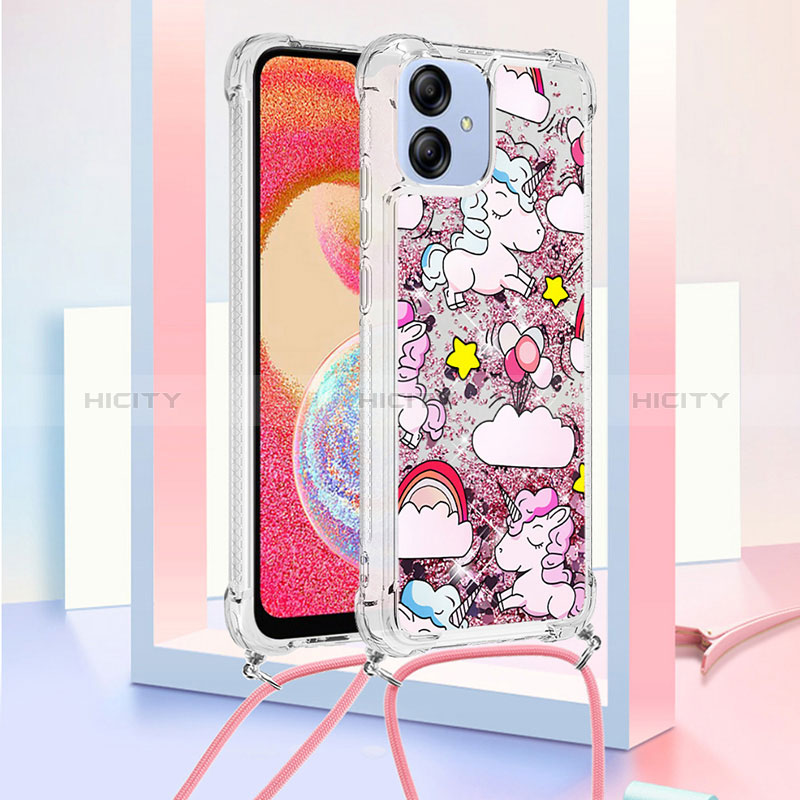 Custodia Silicone Cover Morbida Bling-Bling con Cinghia Cordino Mano YB2 per Samsung Galaxy A04 4G