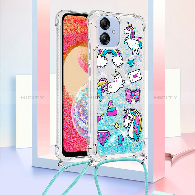 Custodia Silicone Cover Morbida Bling-Bling con Cinghia Cordino Mano YB2 per Samsung Galaxy A04E