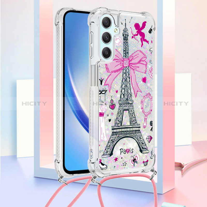 Custodia Silicone Cover Morbida Bling-Bling con Cinghia Cordino Mano YB2 per Samsung Galaxy A24 4G