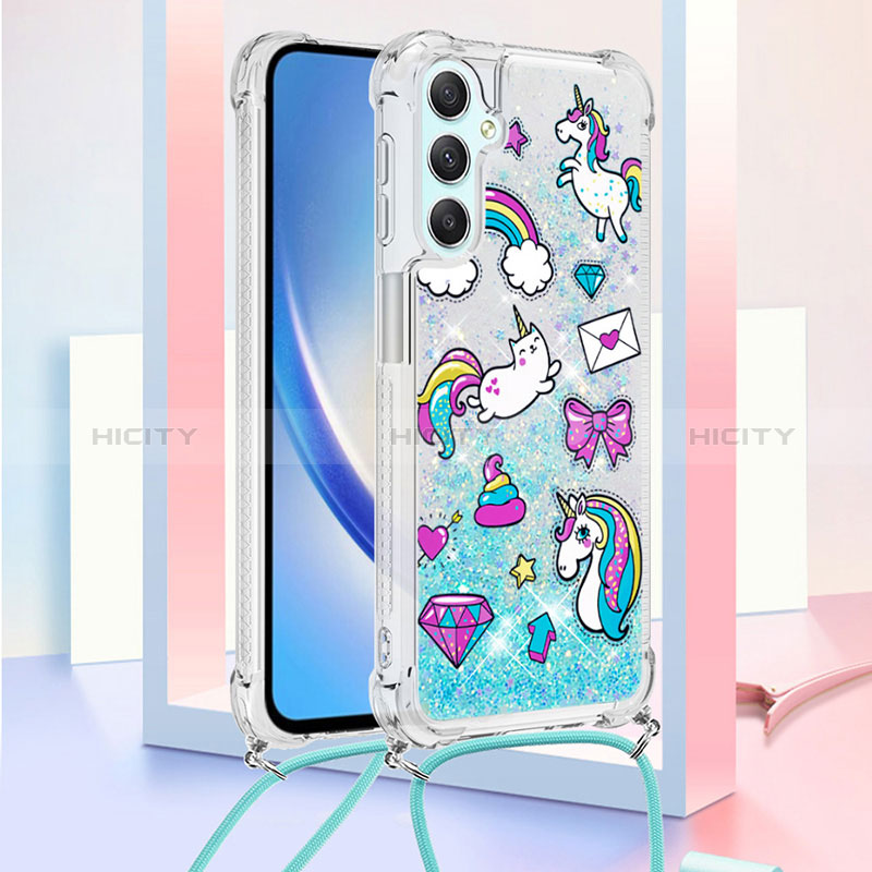 Custodia Silicone Cover Morbida Bling-Bling con Cinghia Cordino Mano YB2 per Samsung Galaxy A25 5G