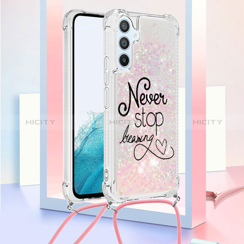 Custodia Silicone Cover Morbida Bling-Bling con Cinghia Cordino Mano YB2 per Samsung Galaxy A54 5G