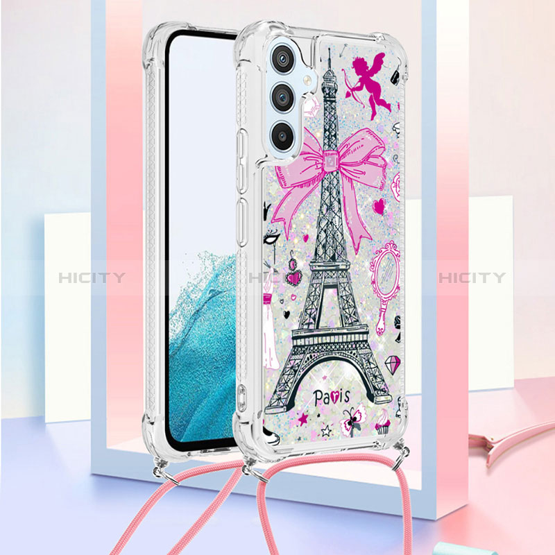 Custodia Silicone Cover Morbida Bling-Bling con Cinghia Cordino Mano YB2 per Samsung Galaxy A54 5G