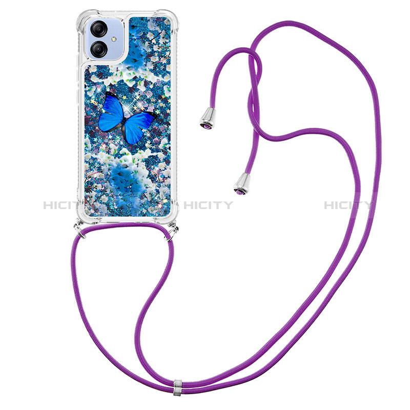 Custodia Silicone Cover Morbida Bling-Bling con Cinghia Cordino Mano YB2 per Samsung Galaxy M04