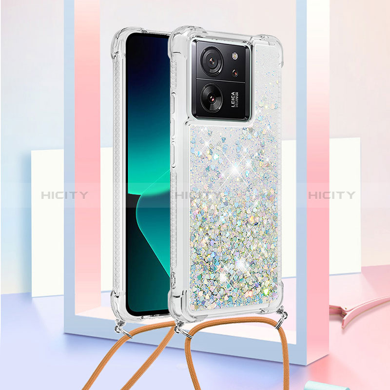 Custodia Silicone Cover Morbida Bling-Bling con Cinghia Cordino Mano YB2 per Xiaomi Mi 13T Pro 5G