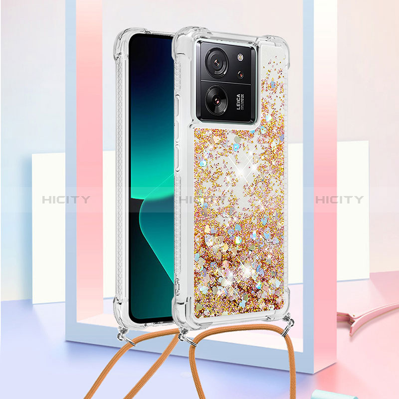 Custodia Silicone Cover Morbida Bling-Bling con Cinghia Cordino Mano YB2 per Xiaomi Mi 13T Pro 5G