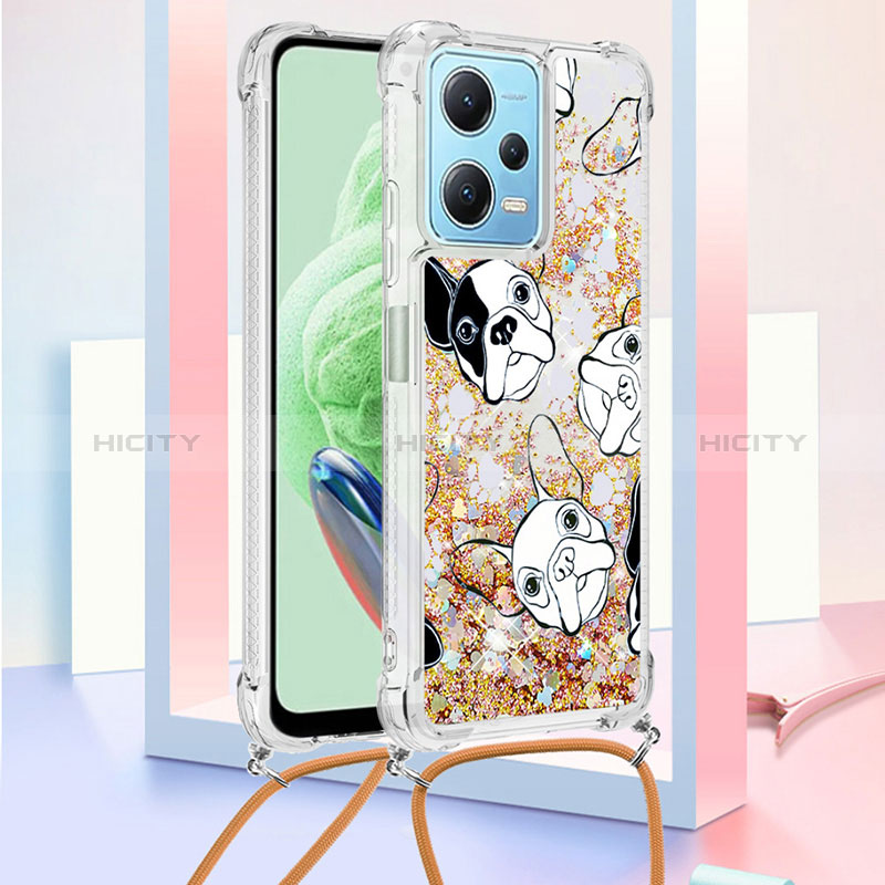 Custodia Silicone Cover Morbida Bling-Bling con Cinghia Cordino Mano YB2 per Xiaomi Redmi Note 12 5G