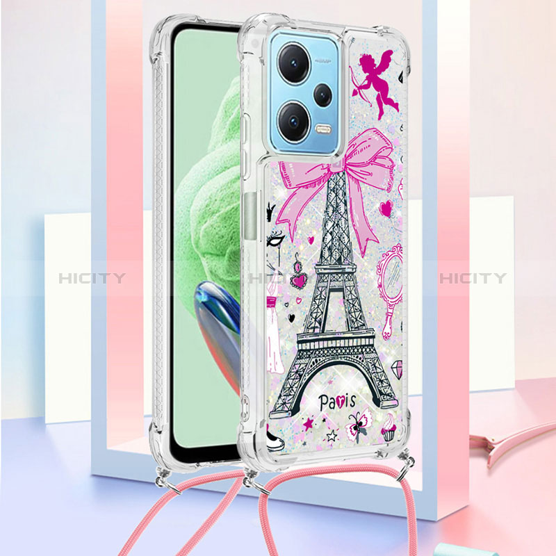 Custodia Silicone Cover Morbida Bling-Bling con Cinghia Cordino Mano YB2 per Xiaomi Redmi Note 12 5G