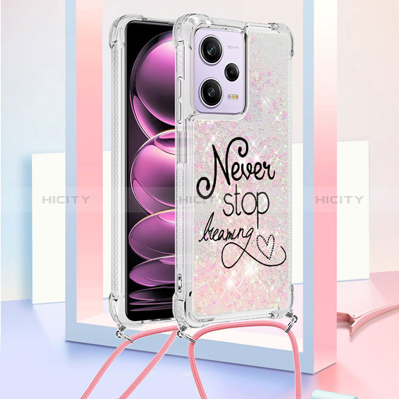 Custodia Silicone Cover Morbida Bling-Bling con Cinghia Cordino Mano YB2 per Xiaomi Redmi Note 12 Pro 5G