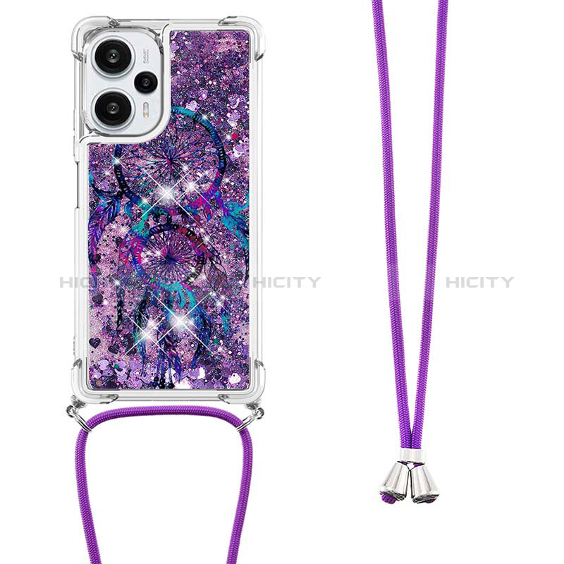 Custodia Silicone Cover Morbida Bling-Bling con Cinghia Cordino Mano YB2 per Xiaomi Redmi Note 12 Turbo 5G