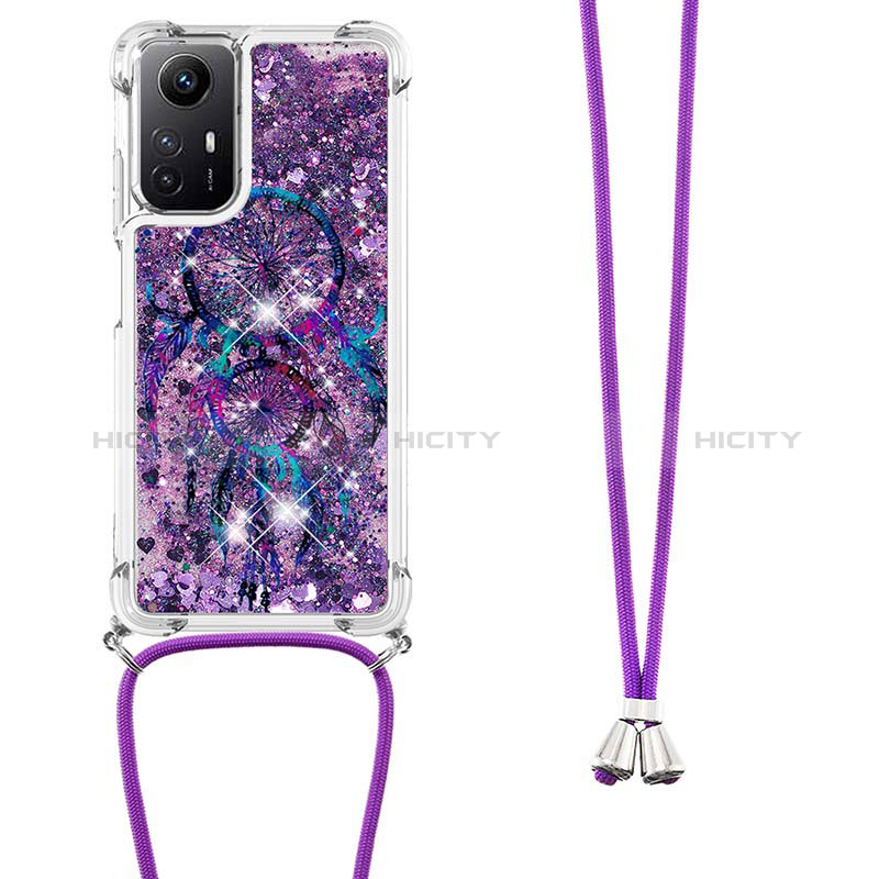 Custodia Silicone Cover Morbida Bling-Bling con Cinghia Cordino Mano YB2 per Xiaomi Redmi Note 12S