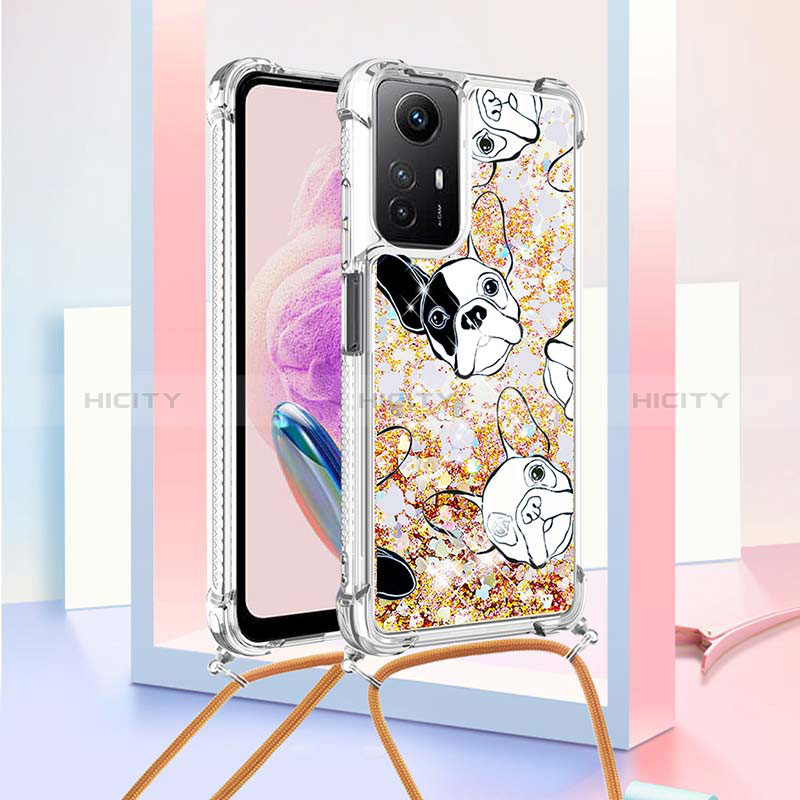 Custodia Silicone Cover Morbida Bling-Bling con Cinghia Cordino Mano YB2 per Xiaomi Redmi Note 12S