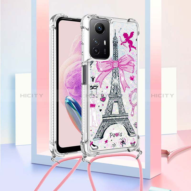 Custodia Silicone Cover Morbida Bling-Bling con Cinghia Cordino Mano YB2 per Xiaomi Redmi Note 12S