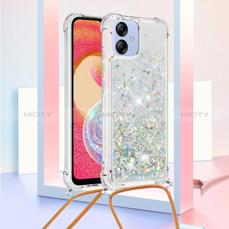 Custodia Silicone Cover Morbida Bling-Bling con Cinghia Cordino Mano YB3 per Samsung Galaxy A04 4G