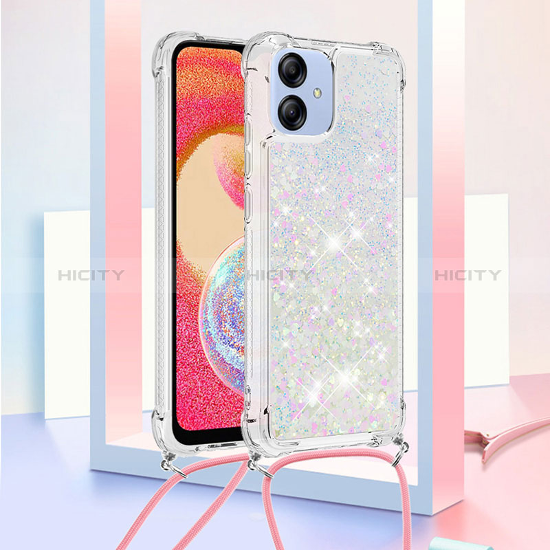 Custodia Silicone Cover Morbida Bling-Bling con Cinghia Cordino Mano YB3 per Samsung Galaxy A04 4G