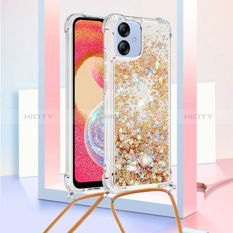 Custodia Silicone Cover Morbida Bling-Bling con Cinghia Cordino Mano YB3 per Samsung Galaxy A04E