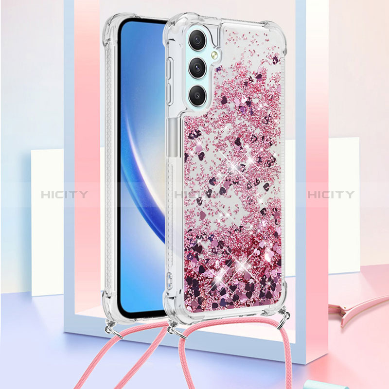 Custodia Silicone Cover Morbida Bling-Bling con Cinghia Cordino Mano YB3 per Samsung Galaxy A24 4G