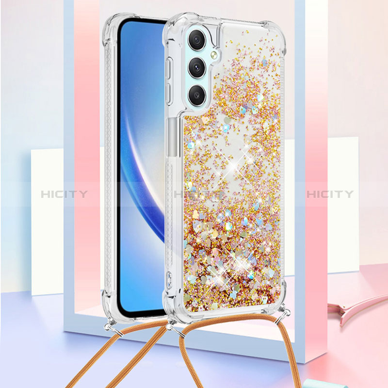 Custodia Silicone Cover Morbida Bling-Bling con Cinghia Cordino Mano YB3 per Samsung Galaxy A24 4G