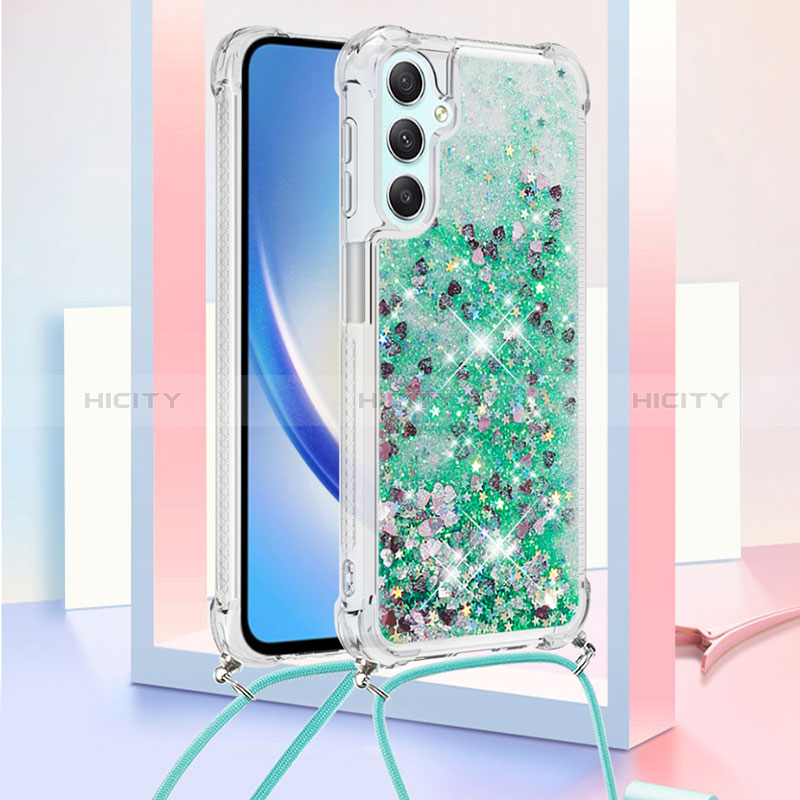 Custodia Silicone Cover Morbida Bling-Bling con Cinghia Cordino Mano YB3 per Samsung Galaxy A24 4G