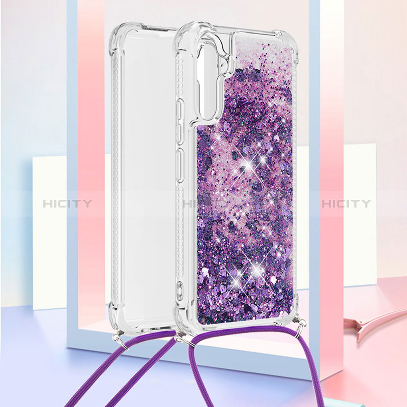 Custodia Silicone Cover Morbida Bling-Bling con Cinghia Cordino Mano YB3 per Samsung Galaxy A34 5G