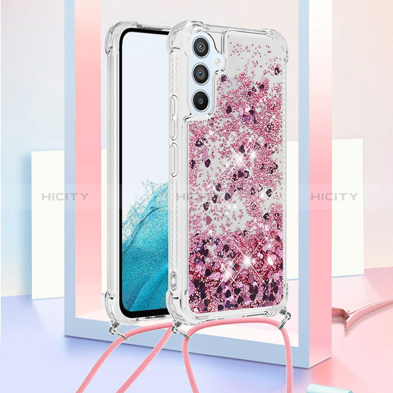 Custodia Silicone Cover Morbida Bling-Bling con Cinghia Cordino Mano YB3 per Samsung Galaxy A54 5G